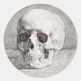 Grafische schedel kunst: minimalistisch & krachtig ronde sticker