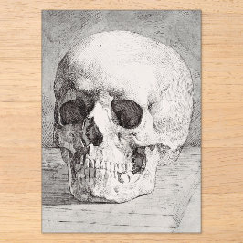 Grafische schedelkunst: minimalistisch en krachtig acryl uitnodigingen