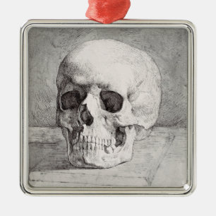 Grafische schedelkunst: minimalistisch en krachtig metalen ornament