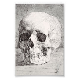Grafische schedelkunst: minimalistische en krachti foto afdruk