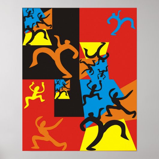 Grafische schetsen van mensen die dansen en spring poster (Voorkant)
