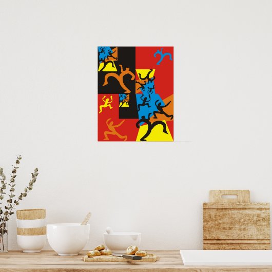 Grafische schetsen van mensen die dansen en spring poster (Keuken)