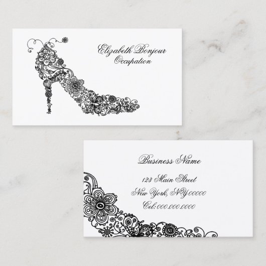 Grafische schoen - VERANDERINGSKLEUR Visitekaartje (Voorkant / Achterkant)