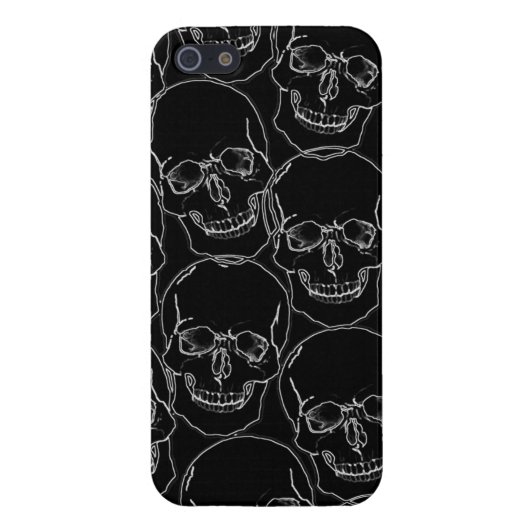 Grafische Skulls White Outline on Black iPhone5 Ho iPhone Hoesje (Achterkant)