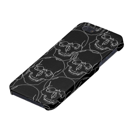 Grafische Skulls White Outline on Black iPhone5 Ho iPhone Hoesje (Onderkant)