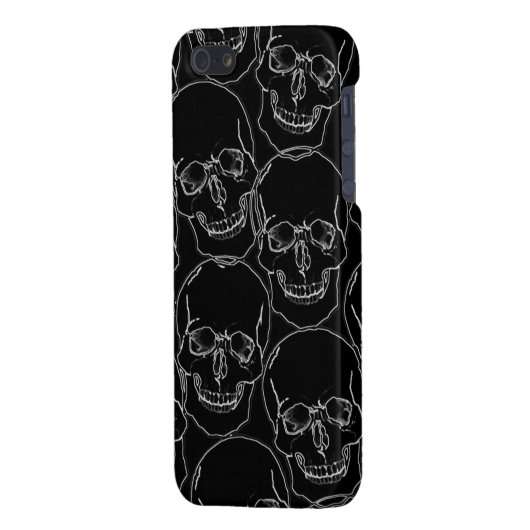 Grafische Skulls White Outline on Black iPhone5 Ho iPhone Hoesje (Achterkant Links)