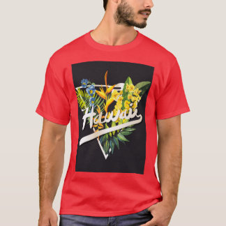 Grafische slagzin voor Hawaii met tropische bloem T-shirt