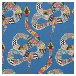 Grafische slang elektrisch blauw stof