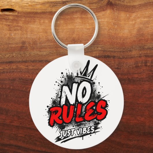 Grafische sleutelhanger 'Geen Regels' (Voorkant)