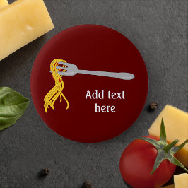 Grafische spaghetti-pasta op vork - aangepaste tek ronde button 5,7 cm