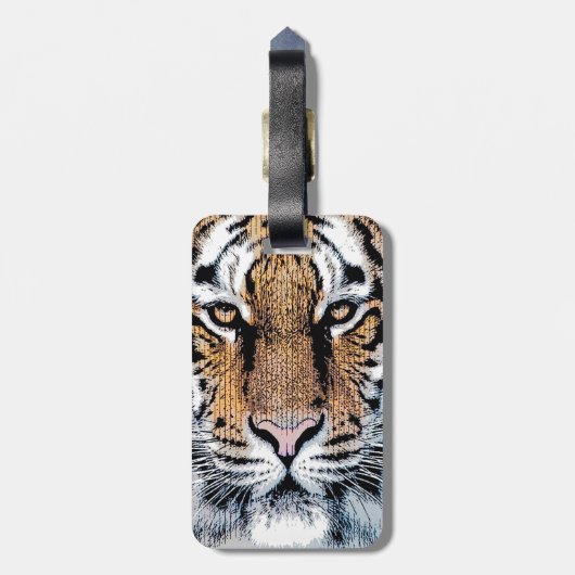 Grafische stijl Tiger Portret Bagagelabel (Achterkant verticaal)