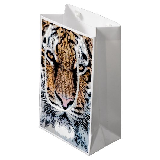 Grafische stijl Tiger Portret Klein Cadeauzakje (Voorkant Gekanteld)