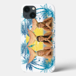 Grafische structuur Blauwe palm iPhone 13 Hoesje