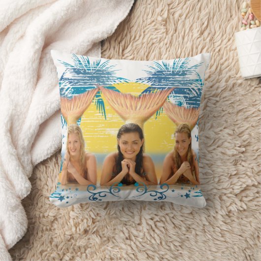 Grafische structuur Blauwe palm Kussen (Deken)