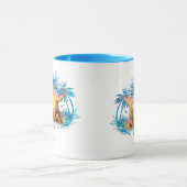 Grafische structuur Blauwe palm Mok (Midden)