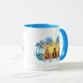 Grafische structuur Blauwe palm Mok (Voorkant rechts)