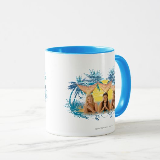 Grafische structuur Blauwe palm Mok (Voorkant rechts)