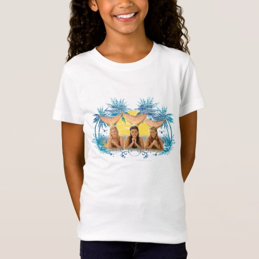 Grafische structuur Blauwe palm T-shirt (Voorkant)