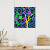 Grafische structuur in neonkleuren poster (Keuken)