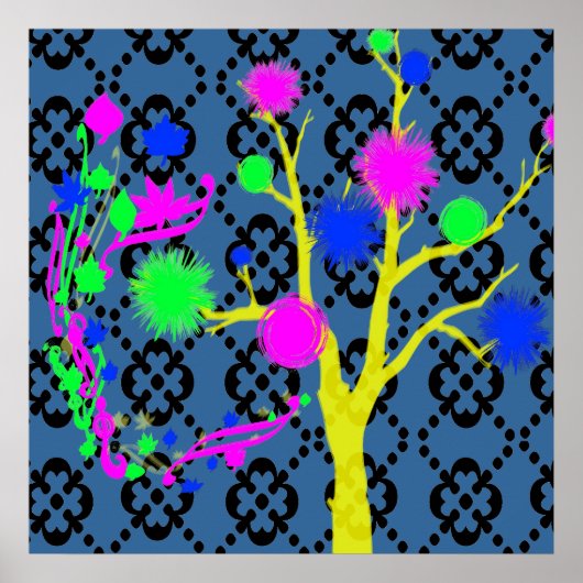 Grafische structuur in neonkleuren poster (Voorkant)