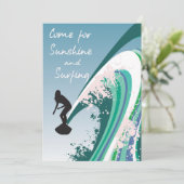 Grafische surfer op Wave Sunshine en Surfparty Kaart (Staand voorkant)