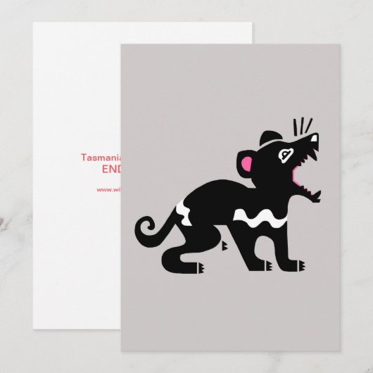 Grafische Tasmaanse DUIVEL - Dierenvriend - Feestdagenkaart (Voorkant / Achterkant)
