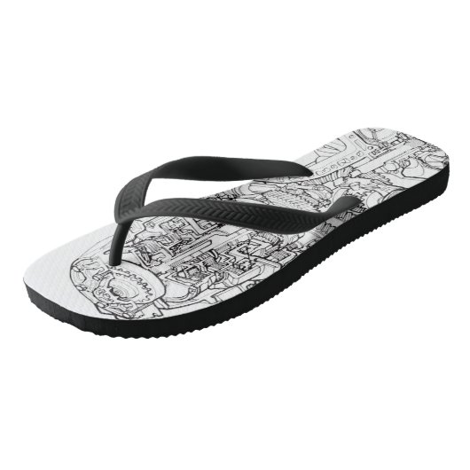 Grafische tekening van de motor van de auto teenslippers (Schuin)