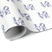 Grafische tekst LOVE - Blauw Cadeaupapier (Rol Hoek)