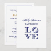 Grafische tekst LOVE - Blauw Kaart (Voorkant / Achterkant)