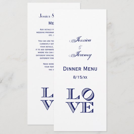 Grafische tekst LOVE - Blauw Kaart (Voorkant / Achterkant)