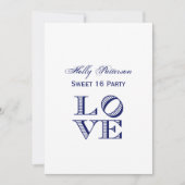 Grafische tekst LOVE - Blauw Kaart (Voorkant)