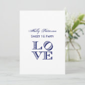 Grafische tekst LOVE - Blauw Kaart (Staand voorkant)