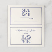 Grafische tekst LOVE - Blauw Plaatskaartje (Buitenkant ongevouwen)