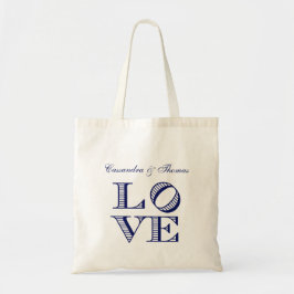 Grafische tekst LOVE - Blauw Tote Bag