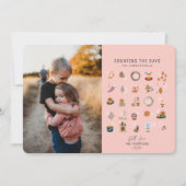 Grafische teldagen tot kerstzalm Roze foto Feestdagenkaart (Voorkant)