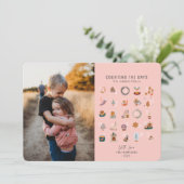 Grafische teldagen tot kerstzalm Roze foto Feestdagenkaart (Staand voorkant)