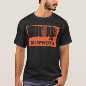 Grafische telelens op oranje achtergrond t-shirt (Voorkant)
