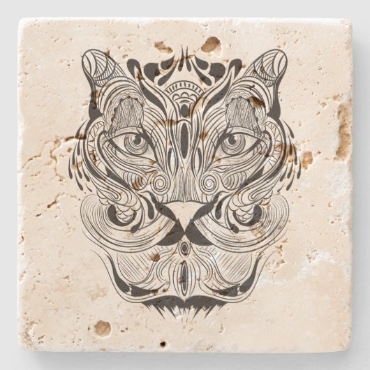 Grafische tijger stenen onderzetter (Voorkant)