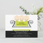 Grafische TRIPLETS in de Uitnodiging van het Baby  (Staand voorkant)