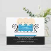 Grafische TRIPLETTEN in het Uitnodigingsblauw van  Kaart (Staand voorkant)