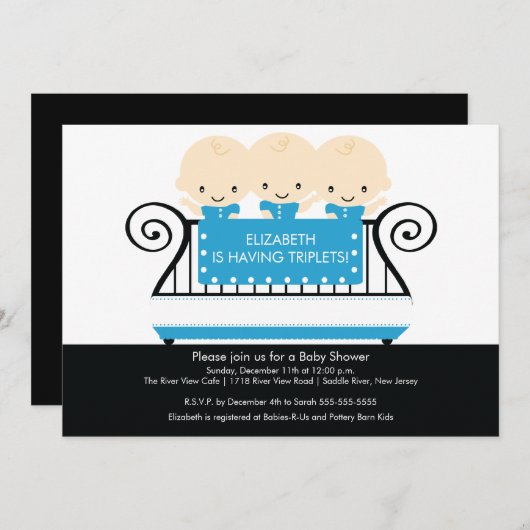 Grafische TRIPLETTEN in het Uitnodigingsblauw van  Kaart (Voorkant / Achterkant)