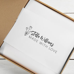 Grafische Tulp Schrift Gemaakt Met Liefde Rubberstempel