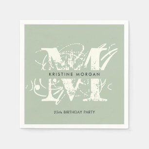 Grafische typografie groene monogram naam servet