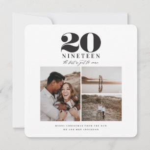 Grafische typografie nieuwe jaar fotovakkaart feestdagenkaart