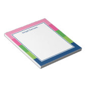 Grafische vaste streep in roze, groene en Navy not Notitieblok (Schuin)