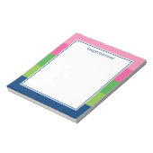 Grafische vaste streep in roze, groene en Navy not Notitieblok (Linkerzijde)