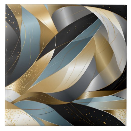 Grafische Vector Goud Zwart Zilver Abstract Tegeltje (Voorkant)