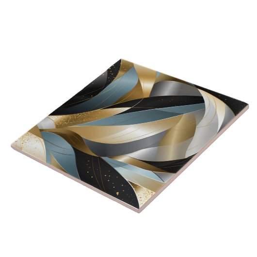Grafische Vector Goud Zwart Zilver Abstract Tegeltje (Zijkant)