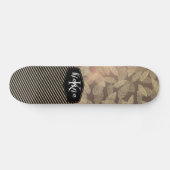Grafische veren met monogram goudstapes persoonlijk skateboard (Horizontaal)