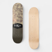 Grafische veren met monogram goudstapes persoonlijk skateboard (Voorkant)